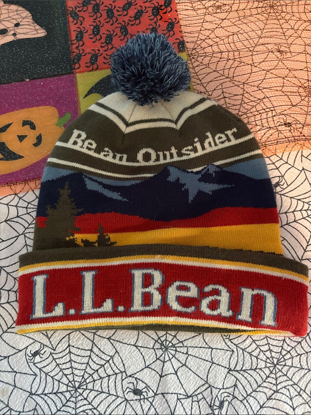 L.L. Bean Adult Knit Pom Hat - Red, Blue, Yellow, Olive